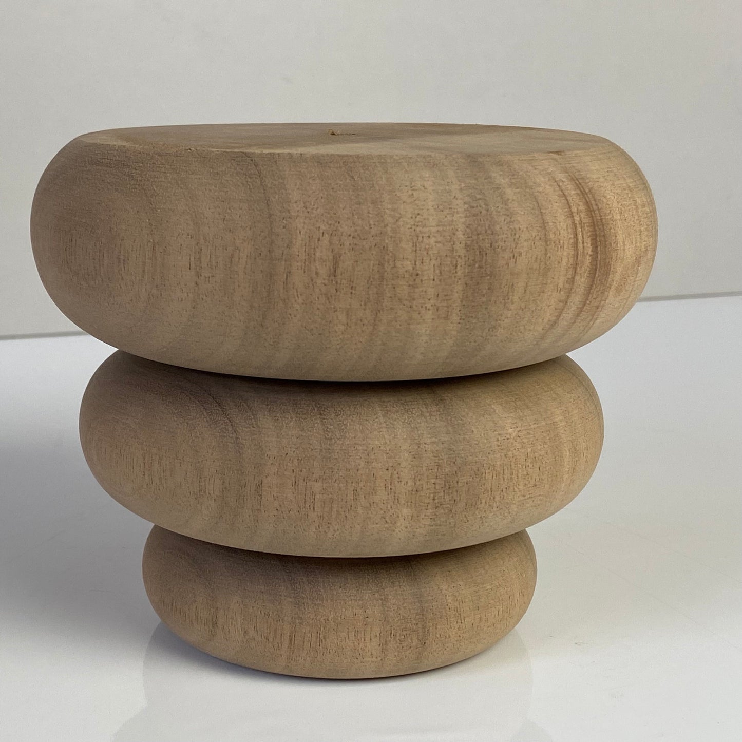 Wooden Bun-Stack Furniture Leg 12cm & 14cm diameter, natural finish, Walnut and Redwood