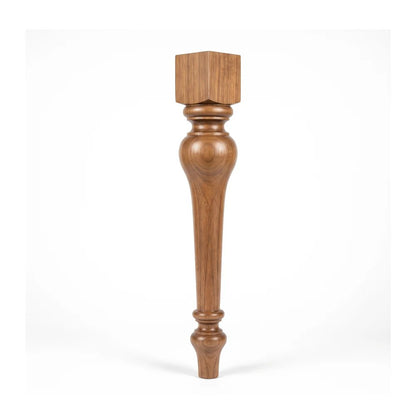 Pattern 4 vase-and-ring turned furniture leg in African walnut, full elevation on a white background