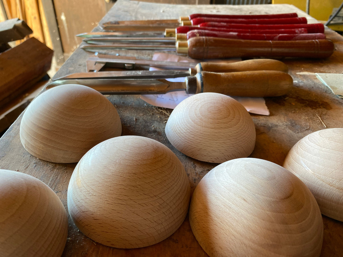 Bespoke 27cm wooden hemisphere, natural finish, hand-turned UK — view 2