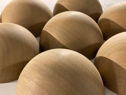 Bespoke 32cm wooden hemisphere, natural finish, hand-turned UK — view 1