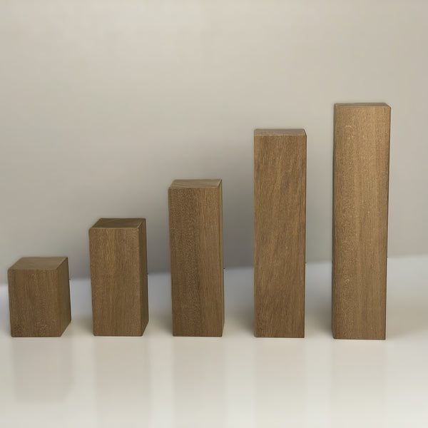 Solid natural wood rectangular block 8x6x6cm, hand-finished UK-made display prop
