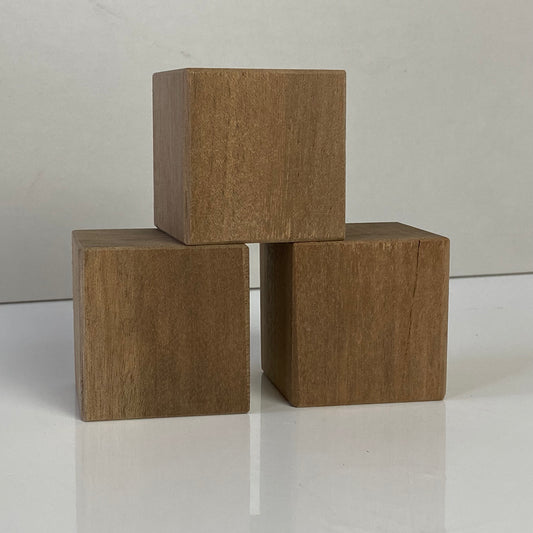 3 ¹⁵/₁₆", 10cm square Wooden Cube, natural finish