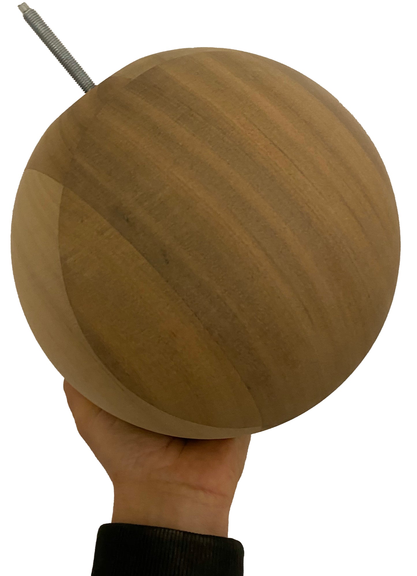 Hand-turned 20cm bespoke wooden ball, natural finish, solid oak walnut or pine, UK-made decorative sphere