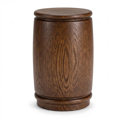 Floodgate fumed oak column furniture leg, three-quarter view on a white background