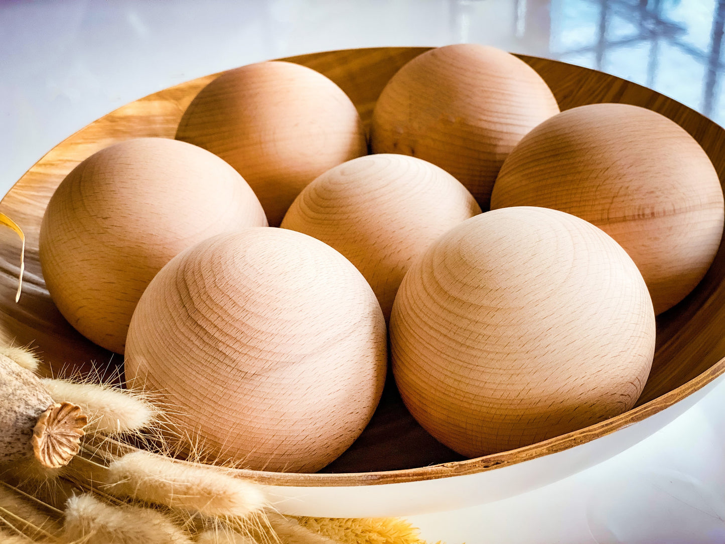 Stock wooden Ball 90mm / 9cm / 3.5 inch diameter wooden crafts ball sphere, round, natural & sustainable, Beech Hardwood