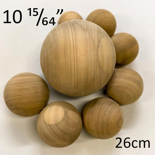 10 15/64", 26cm diameter Bespoke Wooden Ball, natural finish