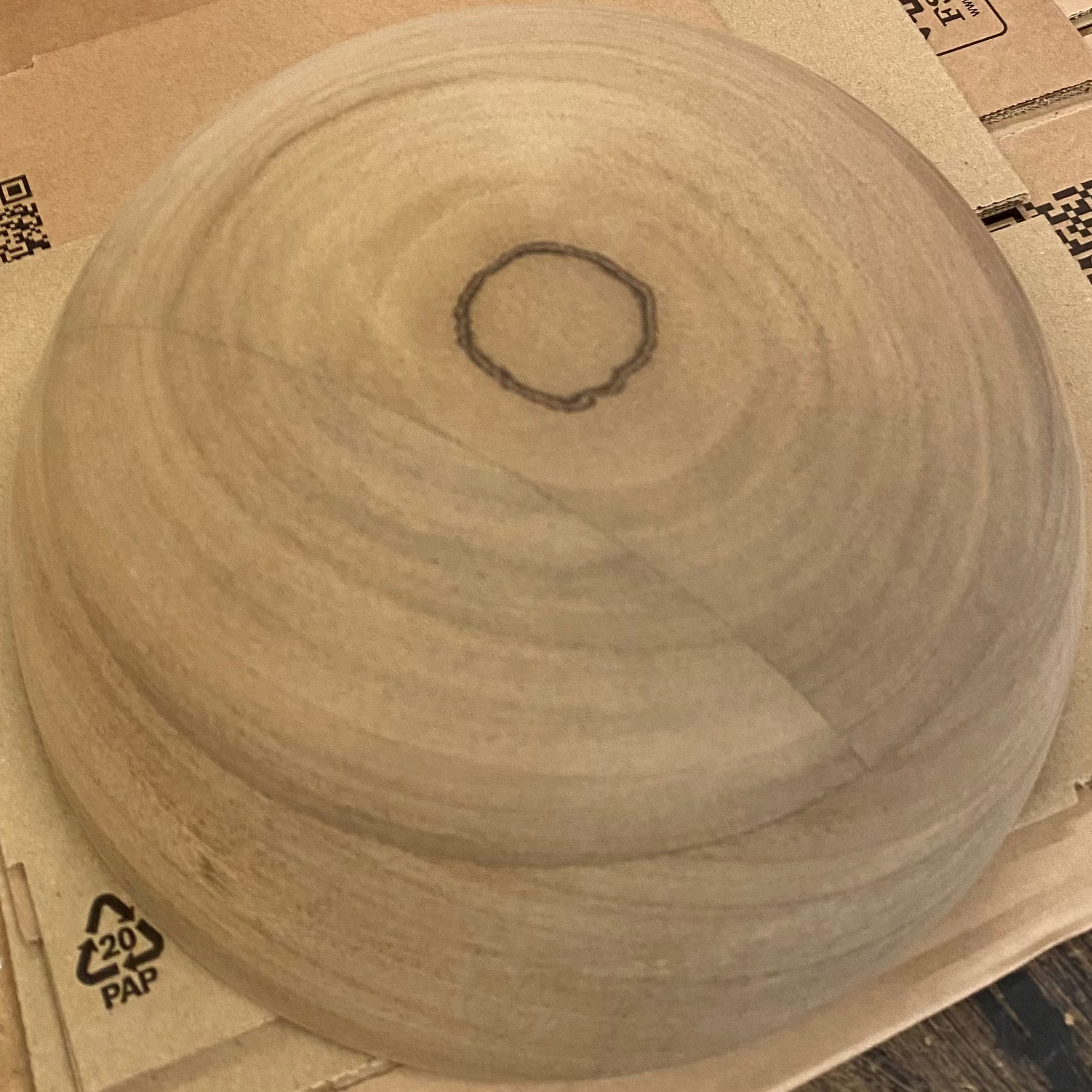 Wooden dome hemisphere view 10, natural wood finish, UK-made half-ball