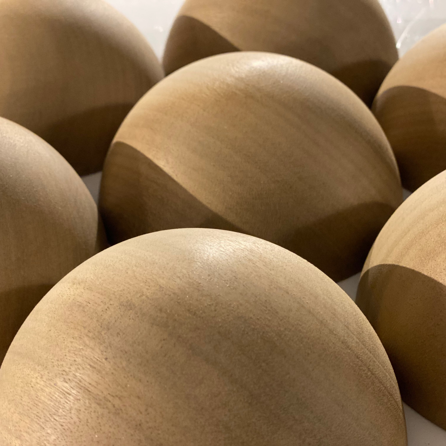 Wooden dome half-ball hemisphere, natural finish, hand-turned UK craft shape
