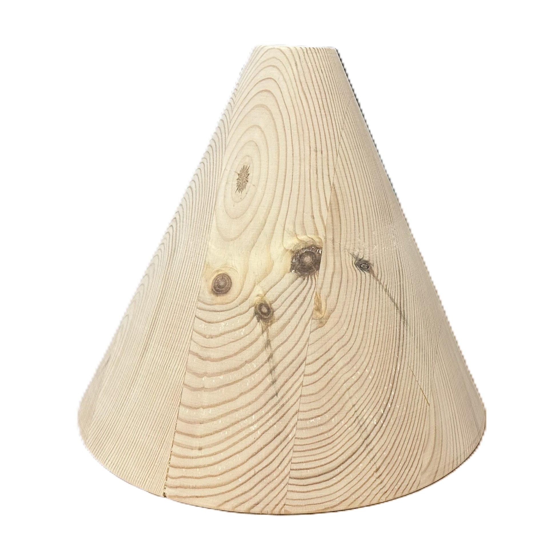 Large wooden cone, natural finish, hand-turned UK decorative interior prop — view 2