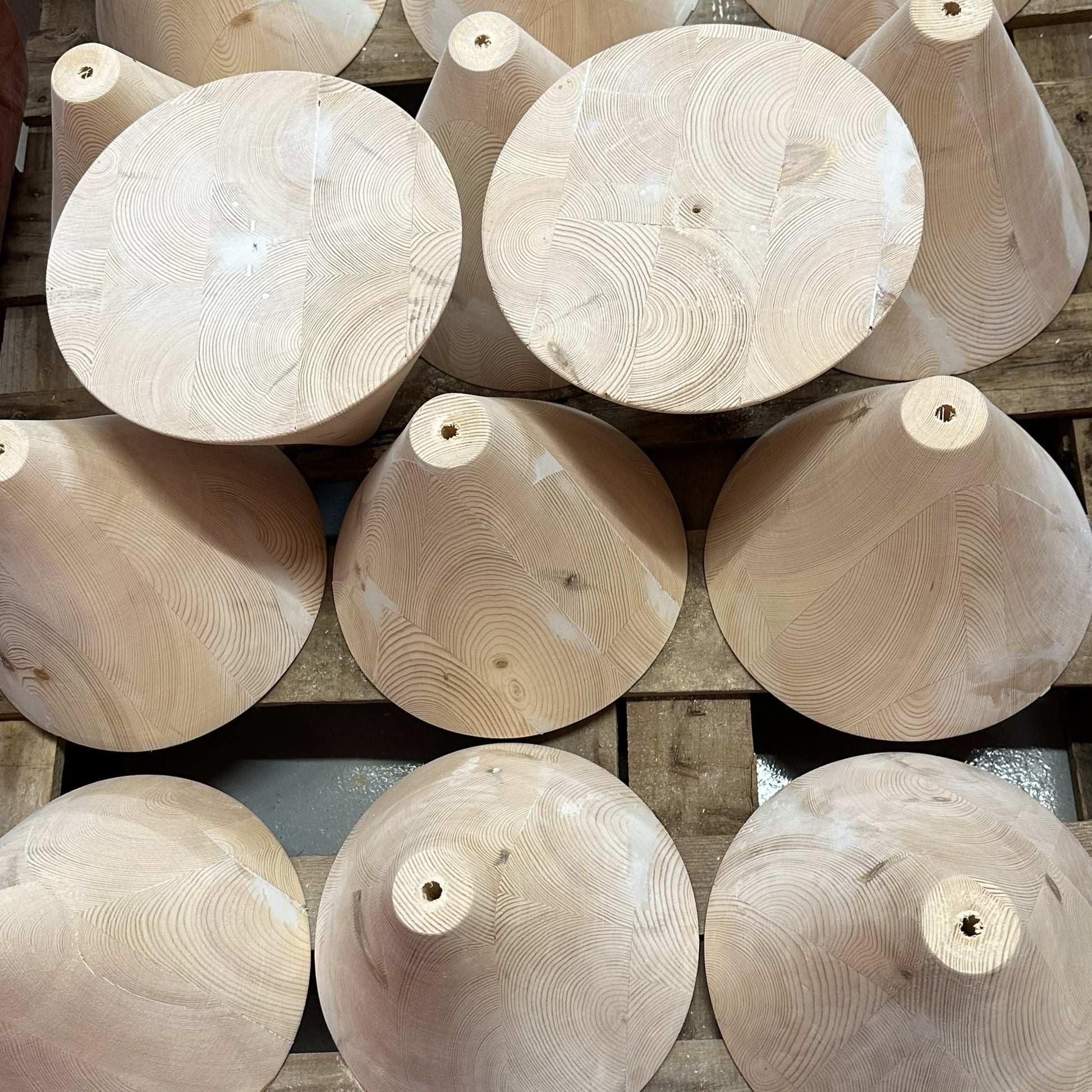 Large wooden cone, natural finish, hand-turned UK decorative interior prop — view 12