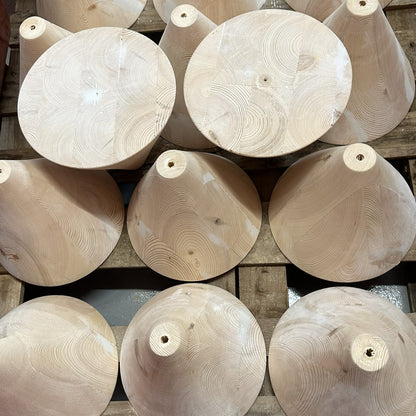 Large wooden cone, natural finish, hand-turned UK decorative interior prop — view 12