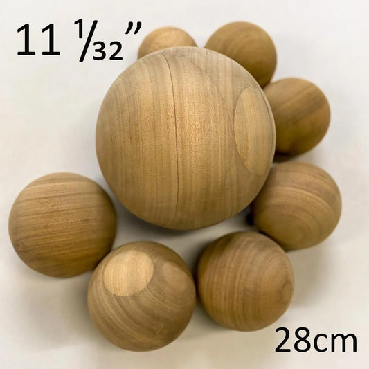 11 1/32", 28cm diameter Bespoke Wooden Ball, natural finish