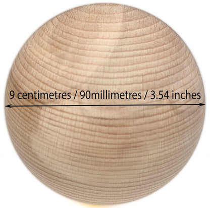 Stock wooden Ball 90mm / 9cm / 3.5 inch diameter wooden crafts ball sphere, round, natural & sustainable, Beech Hardwood