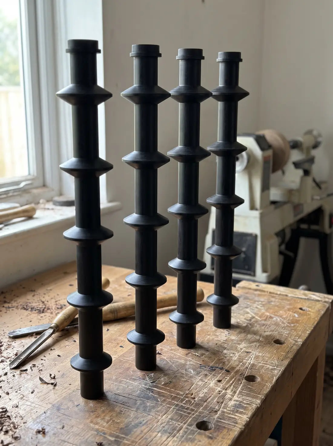 Duddeston turned furniture legs, set of four - set of four in the workshop