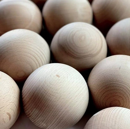 Set of four wooden balls, made from hardwood, 90mm / 9cm / 3.5 Inch diameter beechwood.  Crafts sphere, round, orb, globe