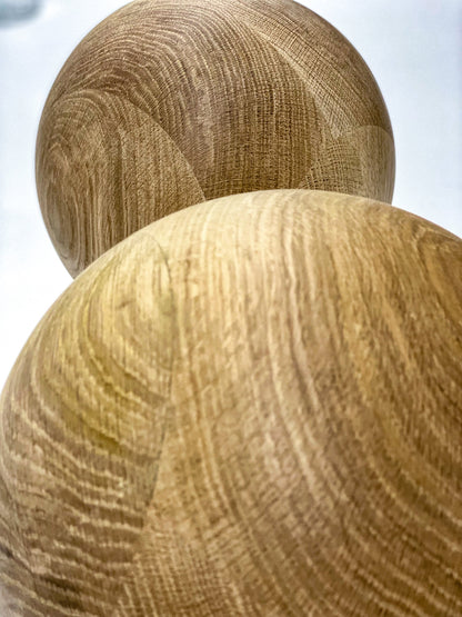 Bespoke Oak Wooden Ball 10cm to 34cm / 3” to 14” diameter, natural finish, large, hardwood