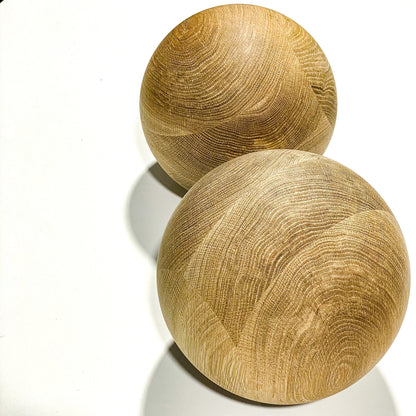 Bespoke Oak Wooden Ball 10cm to 34cm / 3” to 14” diameter, natural finish, large, hardwood