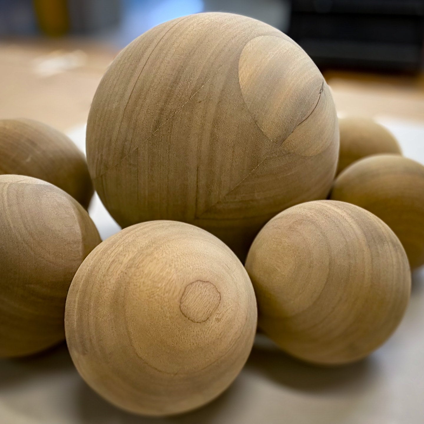 Bespoke Walnut Wooden Ball 10cm to 45cm / 3” to 17” diameter, natural finish, large, hardwood