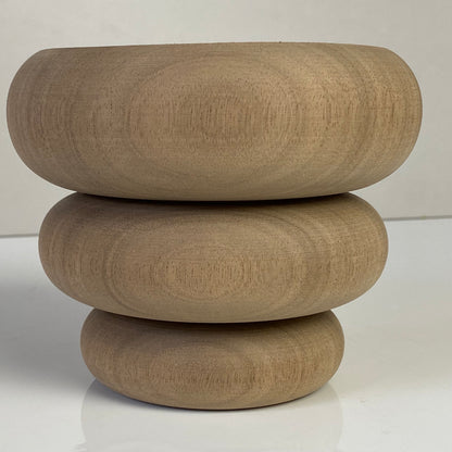 Wooden Bun-Stack Furniture Leg 12cm &  14cm diameter, natural finish, Walnut and Redwood