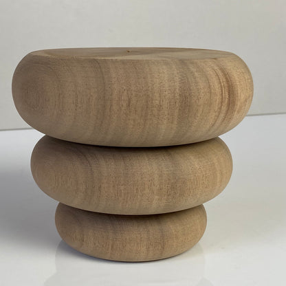 Wooden Bun-Stack Furniture Leg 12cm &  14cm diameter, natural finish, Walnut and Redwood