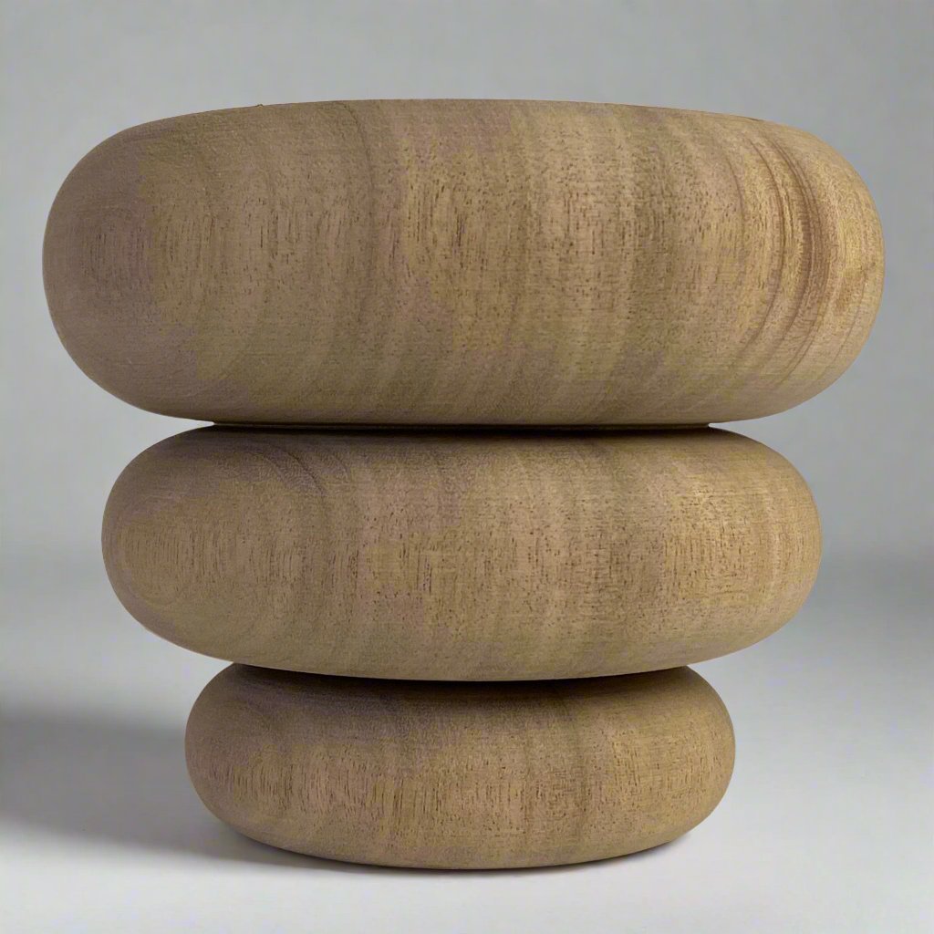 Wooden Bun-Stack Furniture Leg 12cm diameter, natural finish, Walnut Hardwood
