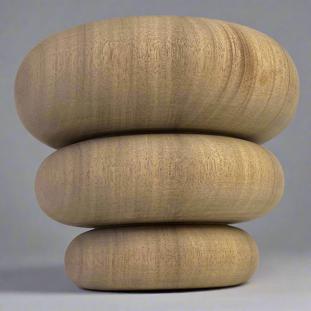 Wooden Bun-Stack Furniture Leg 12cm diameter, natural finish, Walnut Hardwood