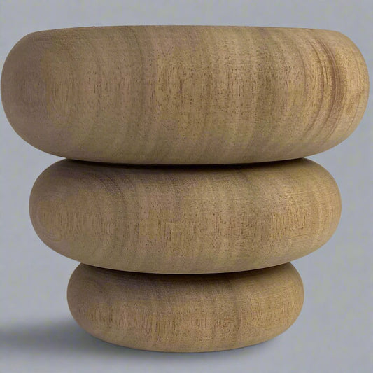 Wooden Bun-Stack Furniture Leg 12cm diameter, natural finish, Walnut Hardwood
