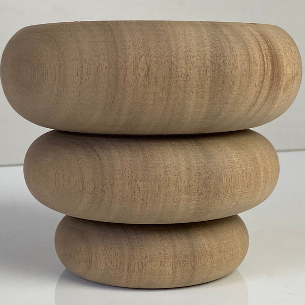 Wooden bun-stack furniture leg, solid wood, hand-turned UK — dresser or cabinet foot