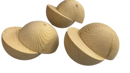 Wooden Dome, 10cm to 34cm diameter crafts half-ball hemisphere, natural, Redwood