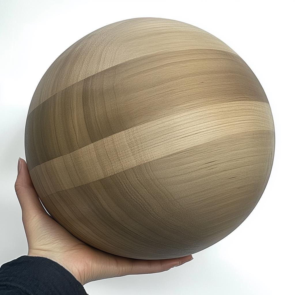 11.81 inch / 30cm diameter Bespoke Wooden Ball, natural finish, Oak, Walnut, Pine